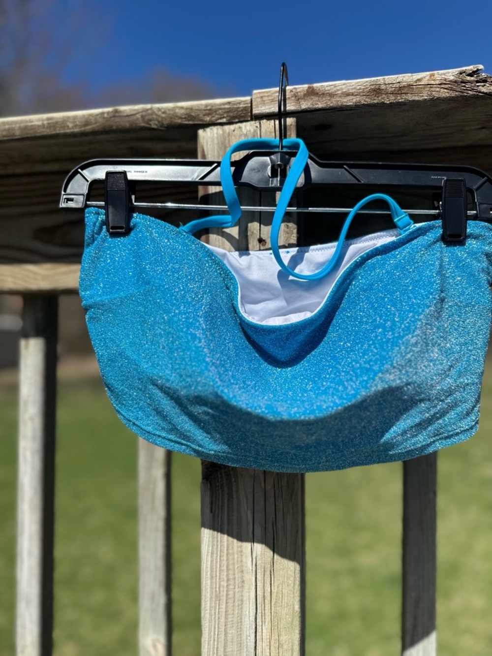 PINK Victoria's Secret Shimmery Blue Bandeau Bikini Top